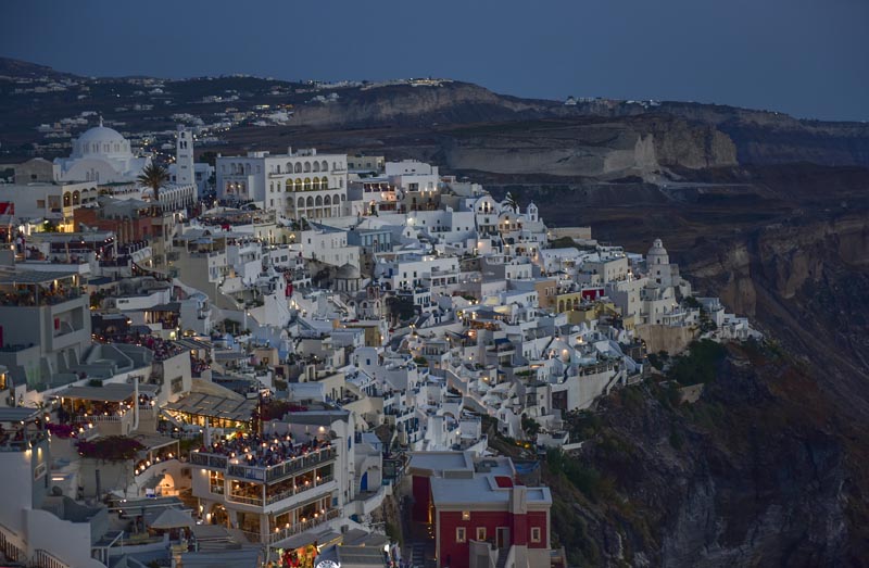 Santorini after sunset. Photo by Shengzhong Wang